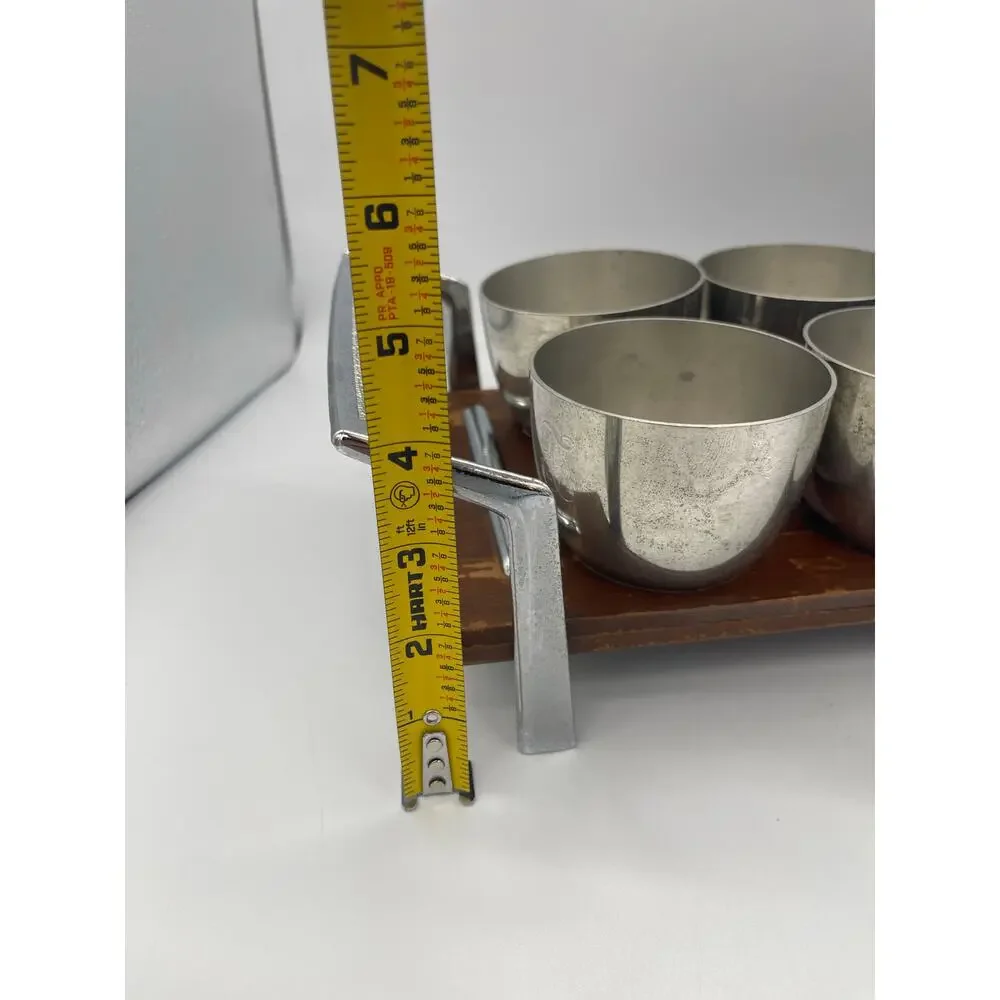 Vintage MCM Mid Century Set of 8 Pewter Jefferson Cups & Tray Web Pewter 1101